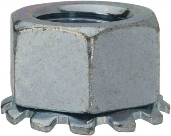 1/2-13, Zinc Plated, Steel K-Lock Hex Nut with External Tooth Lock Washer MPN:KEPI0500-100BX