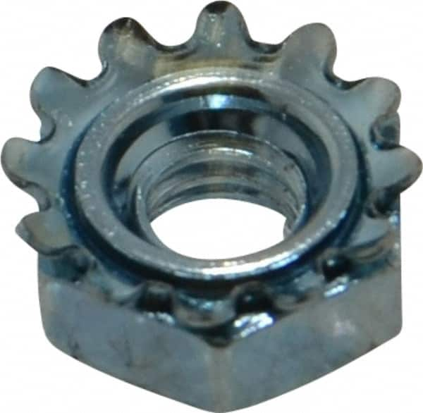 #12-24, Zinc Plated, Steel K-Lock Hex Nut with External Tooth Lock Washer MPN:R52001637