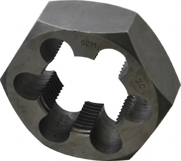 Hex Rethreading Die: M52 x 3.00 Thread, Right Hand, Carbon Steel MPN:364-0523