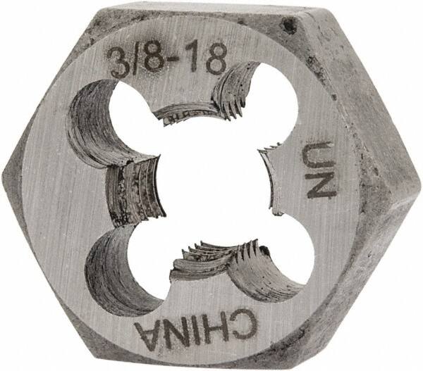 Hex Rethreading Die: 3/8-18 Thread, Right Hand, Carbon Steel MPN:365-1024