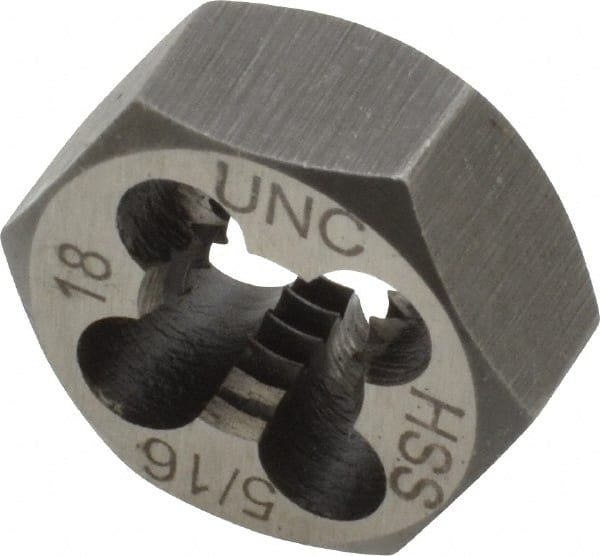 Hex Rethreading Die: 5/16-18, Right Hand, High-Speed Steel MPN:367-0201