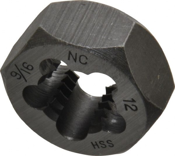 Hex Rethreading Die: 9/16-12, Right Hand, High-Speed Steel MPN:367-0361