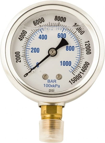 0 - 15,000 psi Liquid-Filled Hydraulic Pressure Gauge MPN:PS-MH-HPC1-039