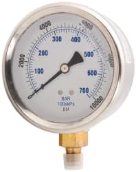 0 - 15,000 psi Liquid-Filled Hydraulic Pressure Gauge MPN:PS-MH-HPC1-042