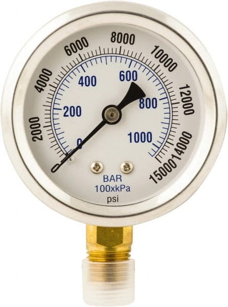 0 - 15,000 psi Dry Hydraulic Pressure Gauge MPN:PS-MH-HPC1-085