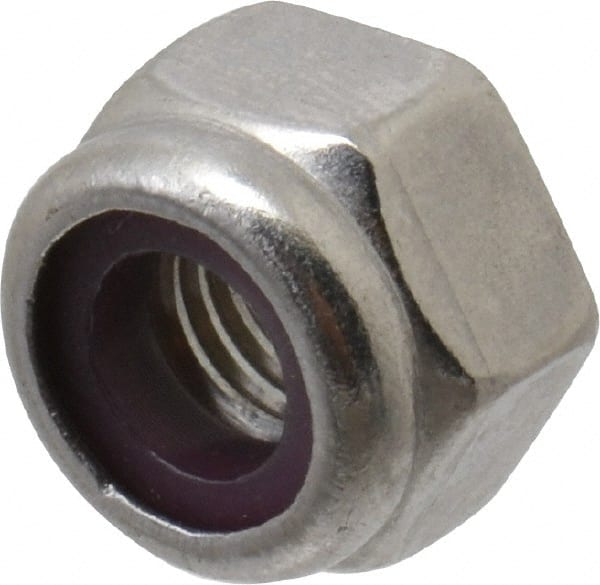 Hex Lock Nut: Insert, Nylon Insert, 1/4-28, Grade 18-8 Stainless Steel MPN:1-N-25F