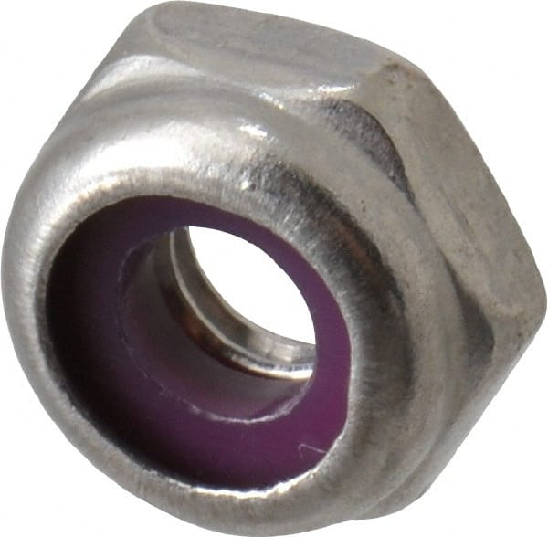 Hex Lock Nut: Insert, Nylon Insert, Grade 18-8 Stainless Steel, Uncoated MPN:1-THN-10F