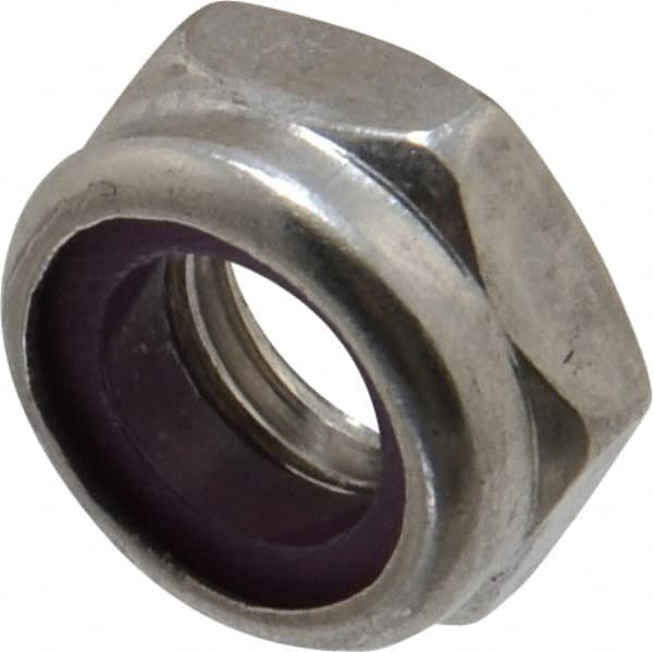 Hex Lock Nut: Insert, Nylon Insert, 3/8-16, Grade 18-8 Stainless Steel, Uncoated MPN:1-THN-37C