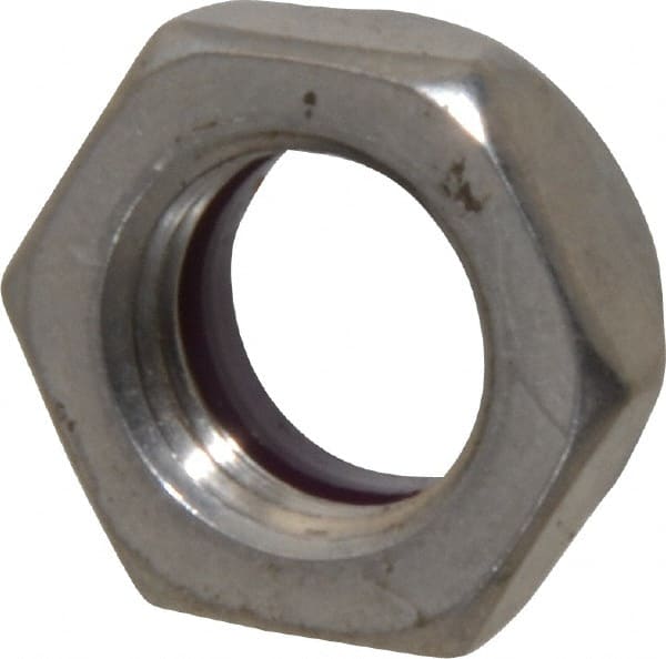 Hex Lock Nut: Insert, Nylon Insert, 1/2-20, Grade 18-8 Stainless Steel, Uncoated MPN:1-THN-50F