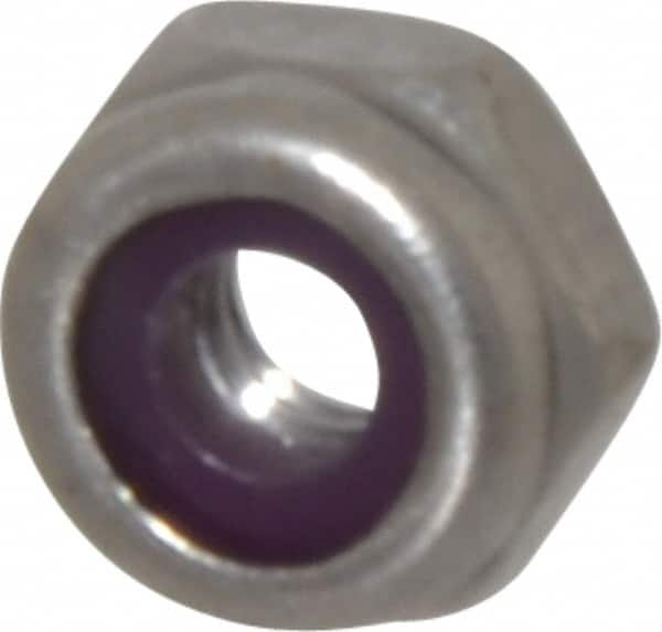 Hex Lock Nut: Insert, Nylon Insert, Grade 18-8 Stainless Steel, Uncoated MPN:1-THN-8C