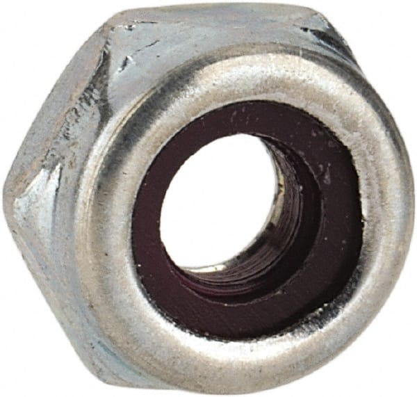 Hex Lock Nut: Insert, Nylon Insert, Grade 2 Steel, Zinc-Plated MPN:305101PR