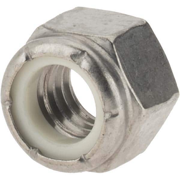 Hex Lock Nut: Insert, Nylon Insert, 3/8-16, Grade 316 Stainless Steel, Uncoated MPN:30636