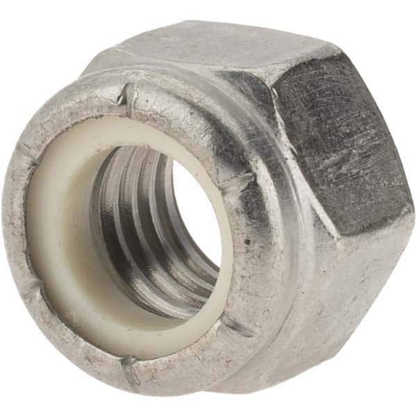 Hex Lock Nut: Insert, Nylon Insert, 1/2-13, Stainless Steel, Uncoated MPN:30638