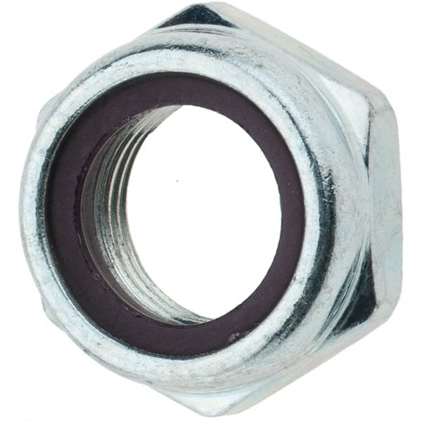 Hex Lock Nut: Insert, Nylon Insert, 5/8-18, Grade 2 Steel, Zinc-Plated MPN:34041