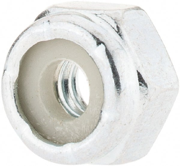 Hex Lock Nut: Insert, Nylon Insert, Grade 2 Steel, Zinc-Plated MPN:34271