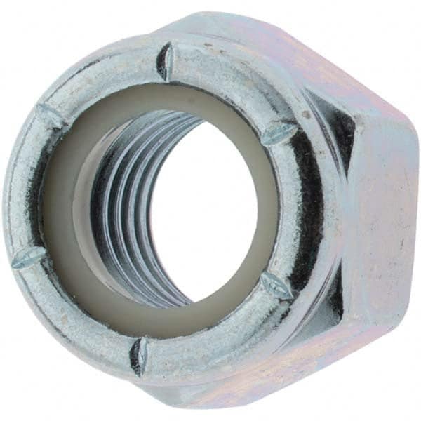 Hex Lock Nut: Insert, Nylon Insert, 5/8-11, Grade 2 Steel, Zinc-Plated MPN:34277