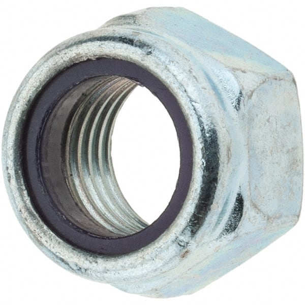 Hex Lock Nut: Insert, Nylon Insert, 7/16-20, Grade 2 Steel, Zinc-Plated MPN:34285