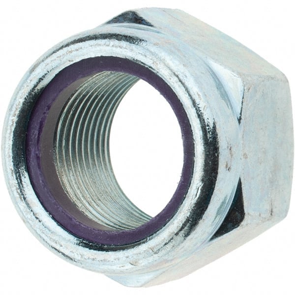 Hex Lock Nut: Insert, Nylon Insert, 7/8-14, Grade B Steel, Zinc-Plated MPN:34289