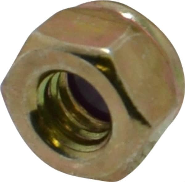 Hex Lock Nut: Insert, Nylon Insert, 1/4-20, Grade 8 Steel, Zinc Yellow Dichromate Finish MPN:39651