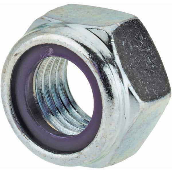 Hex Lock Nut: Insert, Nylon Insert, Grade Class 8 Steel, Zinc-Plated MPN:41758