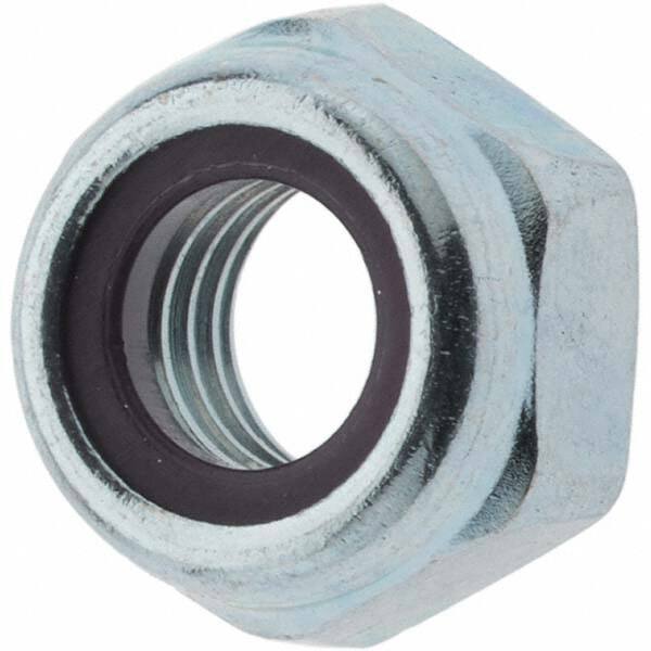Hex Lock Nut: Insert, Nylon Insert, Grade 8 Steel, Zinc-Plated MPN:44691
