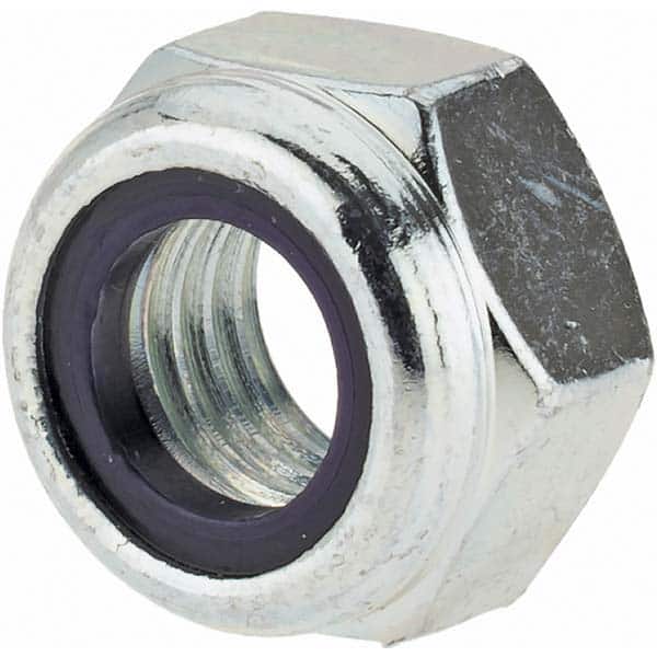 Hex Lock Nut: Insert, Nylon Insert, Grade Class 10 Steel, Zinc-Plated MPN:44693