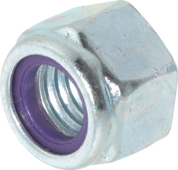 Hex Lock Nut: Insert, Nylon Insert, 1/2-13, Grade 5 Steel, Zinc-Plated MPN:52591377-100