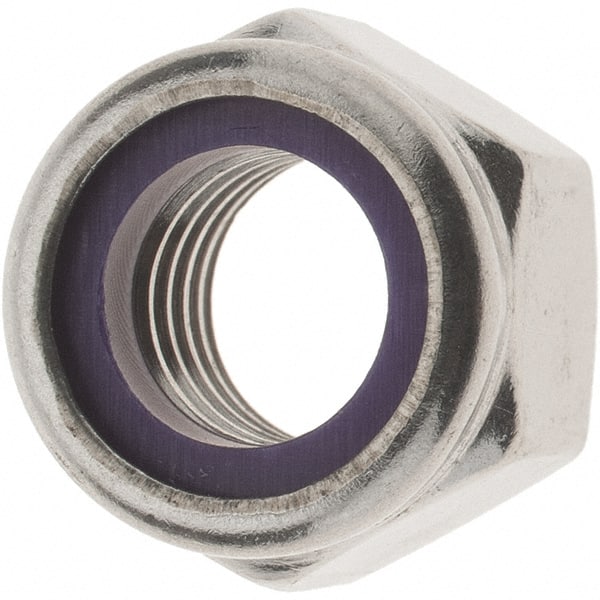 Hex Lock Nut: Insert, Nylon Insert, 1/2-13, Grade 18-8 Stainless Steel MPN:93628