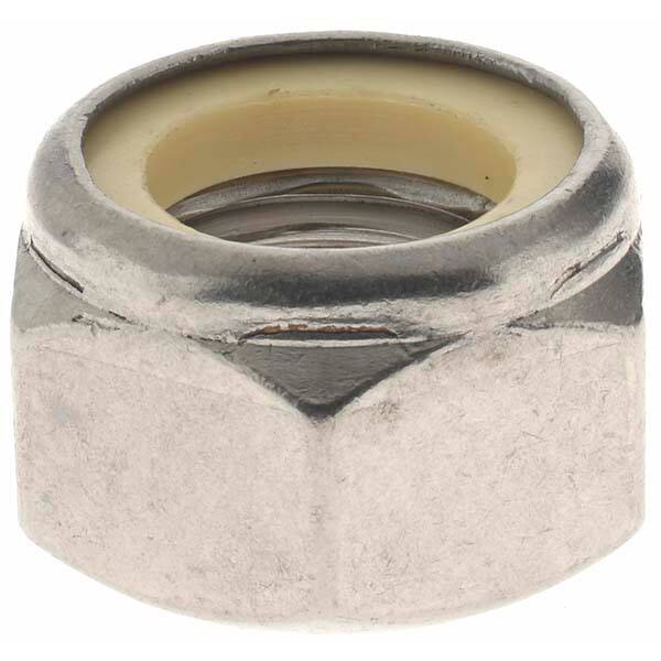 Hex Lock Nut: Insert, Nylon Insert, Grade 18-8 & A2 Stainless Steel, Uncoated MPN:A210196