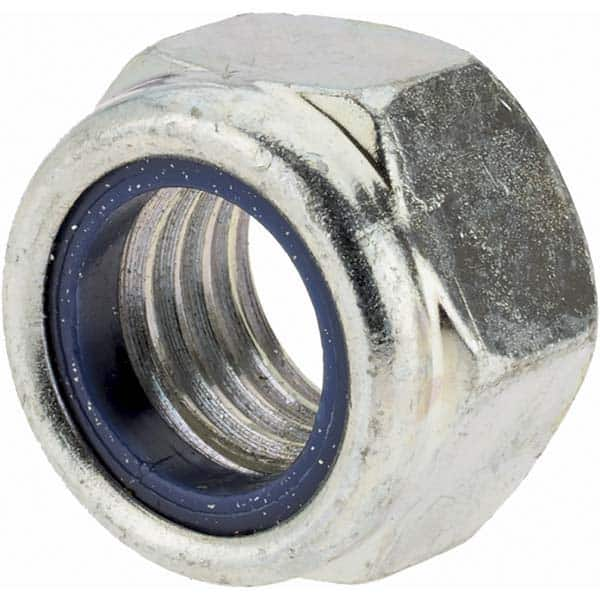 Hex Lock Nut: Insert, Nylon Insert, Grade 8 Steel, Zinc-Plated MPN:B10086