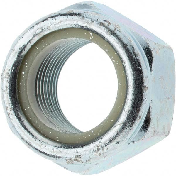 Hex Lock Nut: Insert, Nylon Insert, Grade 8 Steel, Zinc-Plated MPN:B10657