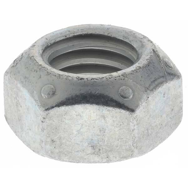 Hex Lock Nut: Distorted Thread, 7/16-14, Grade C Steel, Zinc-Plated with Wax MPN:KP66130