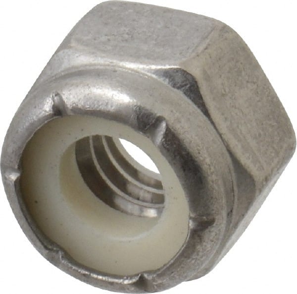 Hex Lock Nut: Nylon Insert, Nylon Insert, 1/4-20, Grade 316 Stainless Steel MPN:L79NE2816-0420