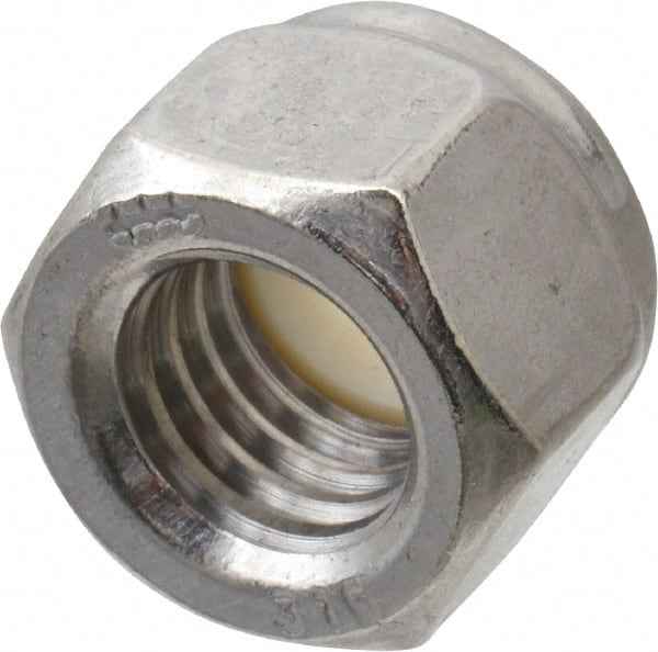 Hex Lock Nut: Nylon Insert, Nylon Insert, 1/2-13, Grade 316 Stainless Steel, Uncoated MPN:L79NE2816-0813