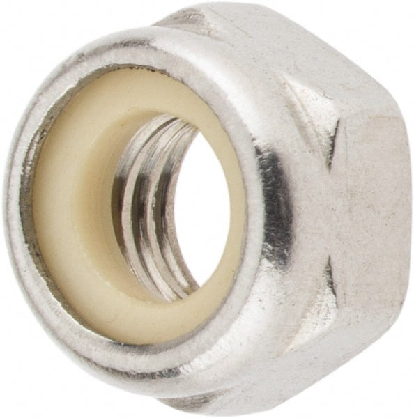 Hex Lock Nut: Nylon Insert, Nylon Insert, Grade 18-8 & A2 Stainless Steel, Uncoated MPN:MANL005CP