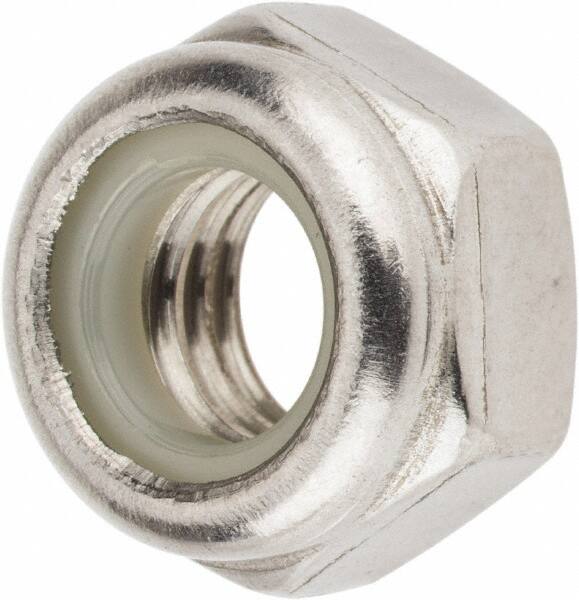 Hex Lock Nut: Nylon Insert, Nylon Insert, Grade 18-8 & A2 Stainless Steel, Uncoated MPN:MANL008CP