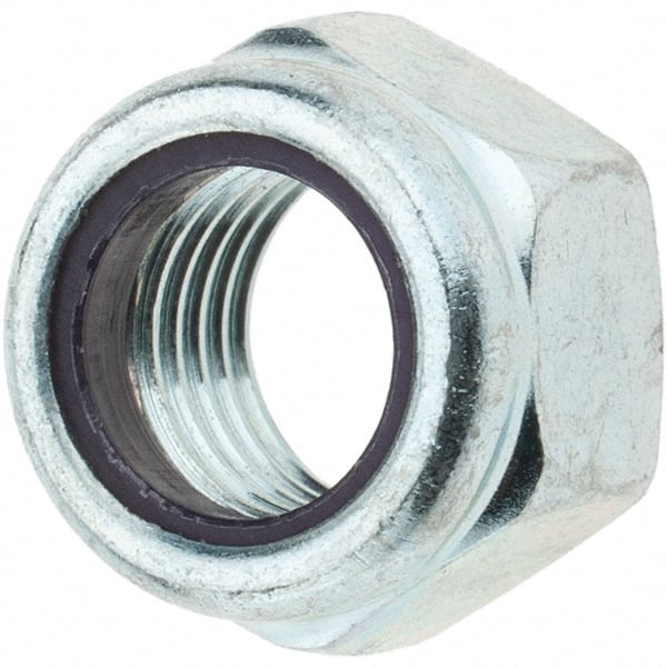 Hex Lock Nut: Insert, Nylon Insert, 7/16-20, Grade 2 Steel, Zinc-Plated MPN:MP34285