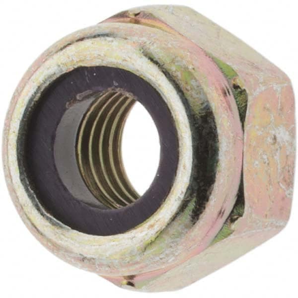 Hex Lock Nut: Insert, Nylon Insert, 1/4-28, Grade 8 Steel, Zinc Yellow Dichromate Finish MPN:MP39661