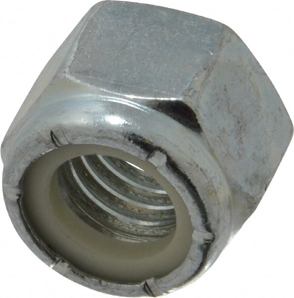 Hex Lock Nut: Insert, Nylon Insert, 1/2-13, Grade 2 Steel, Zinc-Plated MPN:NLI20500NE-10LB