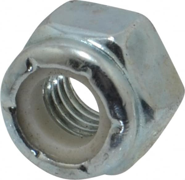 Hex Lock Nut: Insert, Nylon Insert, 1/4-28, Grade 2 Steel, Zinc-Plated MPN:R50000013