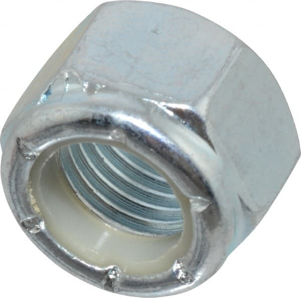 Hex Lock Nut: Insert, Nylon Insert, 7/16-20, Grade 2 Steel, Zinc-Plated MPN:R50000016