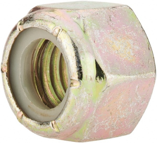 Hex Lock Nut: Insert, Nylon Insert, 1/2-13, Grade 8 Steel, Zinc Yellow Dichromate Finish MPN:R52001609