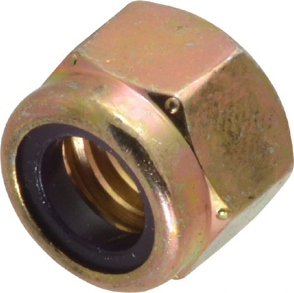 Hex Lock Nut: Insert, Nylon Insert, 3/8-16, Grade 8 Steel, Zinc Yellow Dichromate Finish MPN:R52001623