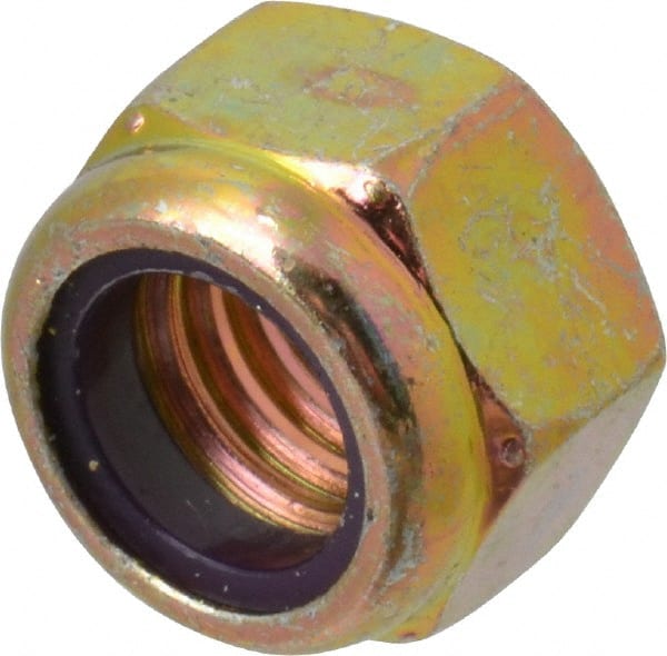 Hex Lock Nut: Insert, Nylon Insert, 7/16-14, Grade 8 Steel, Zinc Yellow Dichromate Finish MPN:R52001624