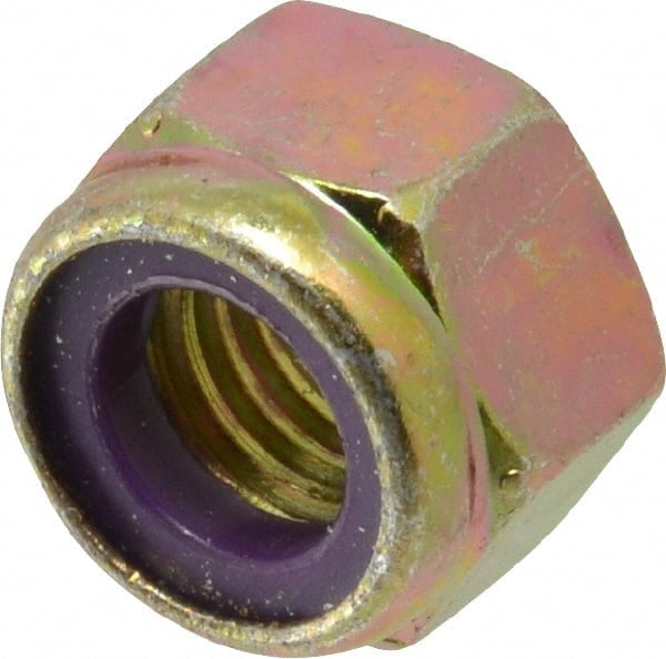 Hex Lock Nut: Insert, Nylon Insert, 9/16-12, Grade 8 Steel, Zinc Yellow Dichromate Finish MPN:R52001626