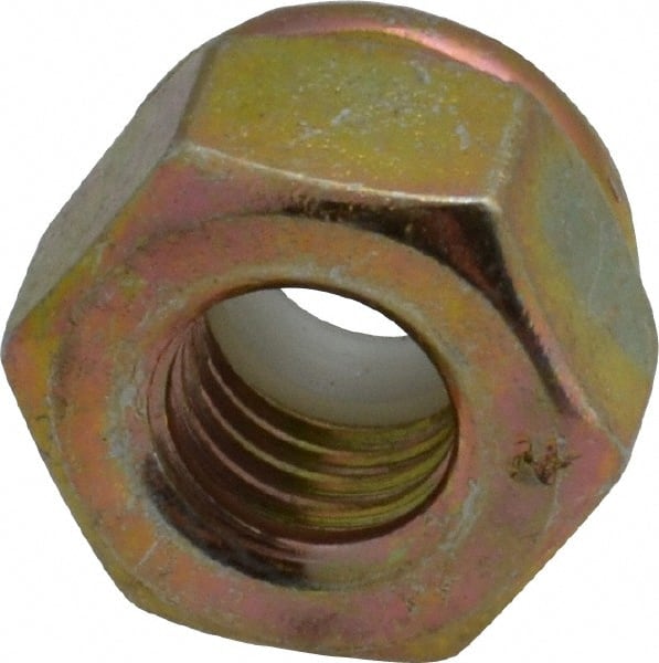 Hex Lock Nut: Insert, Nylon Insert, 1/4-28, Grade 8 Steel, Zinc Yellow Dichromate Finish MPN:R52001682