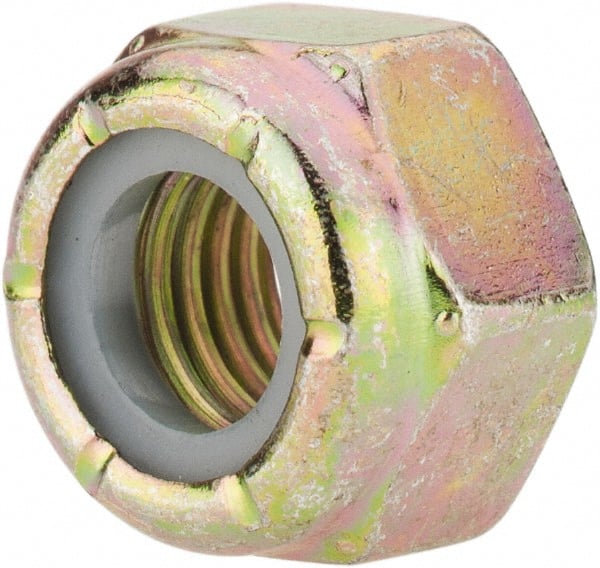 Hex Lock Nut: Insert, Nylon Insert, 5/16-24, Grade 8 Steel, Zinc Yellow Dichromate Finish MPN:R52001683