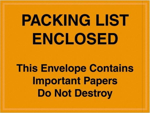 Packing Slip Envelope: Important Papers Enclosed, 1,000 Pc MPN:PL410