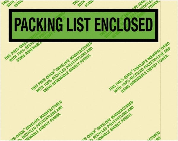 Packing Slip Envelope: Packing List Enclosed, 1,000 Pc MPN:PQGREEN19