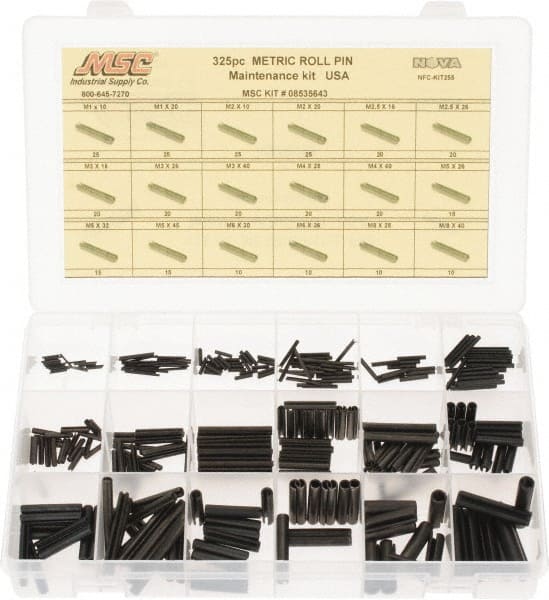 325 Piece, M1 to M8 Pin Diam, Spring Pin Assortment MPN:NFC-KIT255